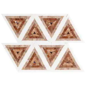 Imogen Terra Rosa 5" Triangle Marble Micro Mosaic Polished Marbl