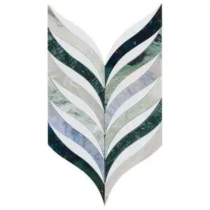 Jasmine Verde Azul Polished Marble and Glass Mosaic Polished