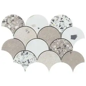 Kado Fishscale Warm Beige Mix 4" Terrazzo Look Matte Porcelain