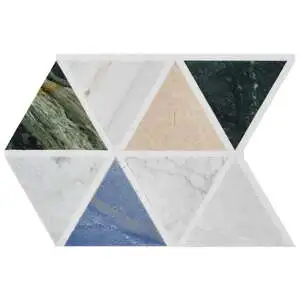 Lorelai Multicolor 6" Triangle Polished Marble Mosaic Tile