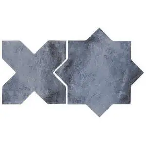 Malta Denim Blue Matte Star and Denim Blue Matte Cross 6" Terrac