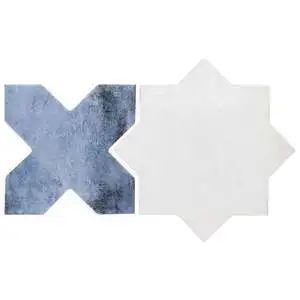 Malta White Matte Star and Denim Blue Matte Cross 6" Terracotta