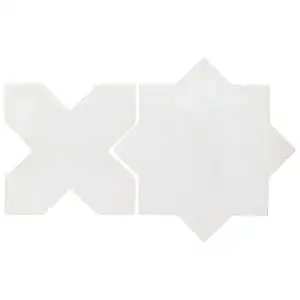 Malta White Matte Star and White Matte Cross 6" Terracotta Look