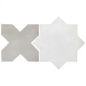 Malta White Matte Star and Dove Gray Matte Cross 6" Terracotta