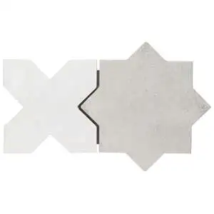 Malta Dove Gray Matte Star and White Matte Cross 6" Terracotta
