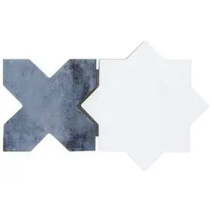 Malta White Polished Star and Denim Blue Matte Cross 6"