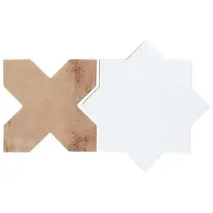 Malta White Polished Star and Cotto Brown Matte Cross 6"