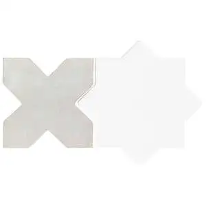Malta White Polished Star and White Matte Cross 6" Terracotta