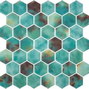 Turquoise Hex 2″ Glossy