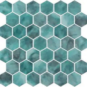 Aqua Hex 2″ Glossy