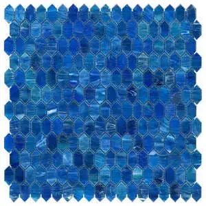 Moonlit Iridescent Marine Blue 1/4" x 1" Polished Glass Mosaic