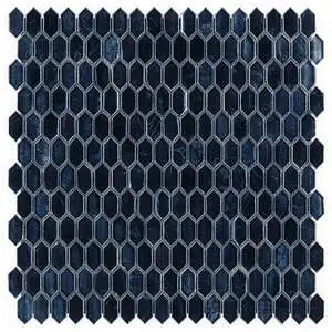 Moonlit Metallic Midnight Blue 1/4" x 1" Polished Glass Mosaic T