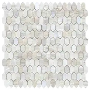 Moonlit Iridescent Mist White 1/4" x 1" Polished Glass Mosaic