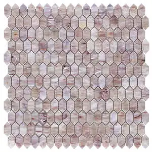 Moonlit Iridescent Lilac Pink 1/4" x 1" Polished Glass Mosaic
