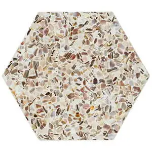 Pearl Terrazzo Polished Cream 8" Hex Polished Terrazzo