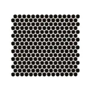 Black Glossy 3/4 Inch Penny Round Porc Mos