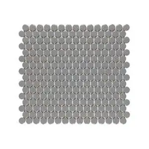 Grey Glossy 3/4 Inch Penny Round Porc Mos