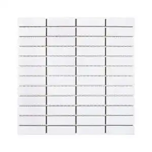 White Glossy 1x3 Straight Stack Porc Mos