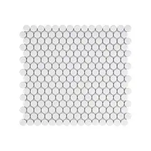 White Glossy 3/4 Inch Penny Round Porc Mos