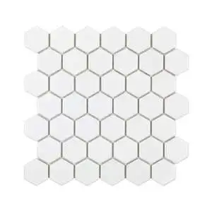 White Matte 2 Inch Hex Porc Mos