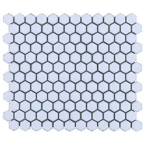 Simple 2.0 Rimmed Azure 1" Hexagon Polished Porcelain Mosaic