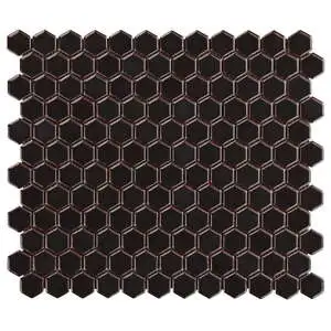 Simple 2.0 Rimmed Charcoal 1" Hexagon Polished Porcelain Mosaic