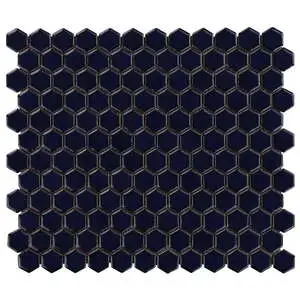 Simple 2.0 Rimmed Cobalt 1" Hexagon Polished Porcelain Mosaic