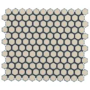 Simple 2.0 Rimmed Custard 1" Hexagon Polished Porcelain Mosaic