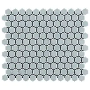Simple 2.0 Rimmed Mist Gray 1" Hexagon Polished Porcelain Mosaic