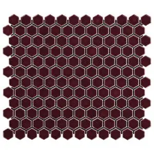 Simple 2.0 Rimmed Plum 1" Hexagon Polished Porcelain Mosaic