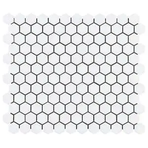 Simple 2.0 Solid White 1" Hexagon Polished Porcelain Mosaic