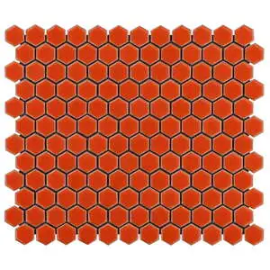 Simple 2.0 Rimmed Tangerine 1" Hexagon Polished Porcelain Mosaic