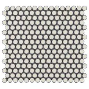 Simple 2.0 Rimmed Custard Penny Rounds Polished Porcelain Mosaic
