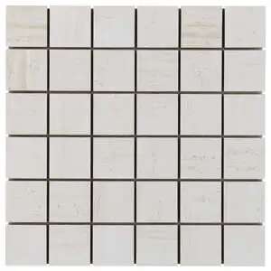 Zenit White 2x2 Travertine Look Matte Porcelain Mosaic Tile