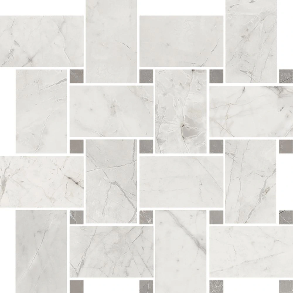 White Shine Basketweave Mosaic Polished