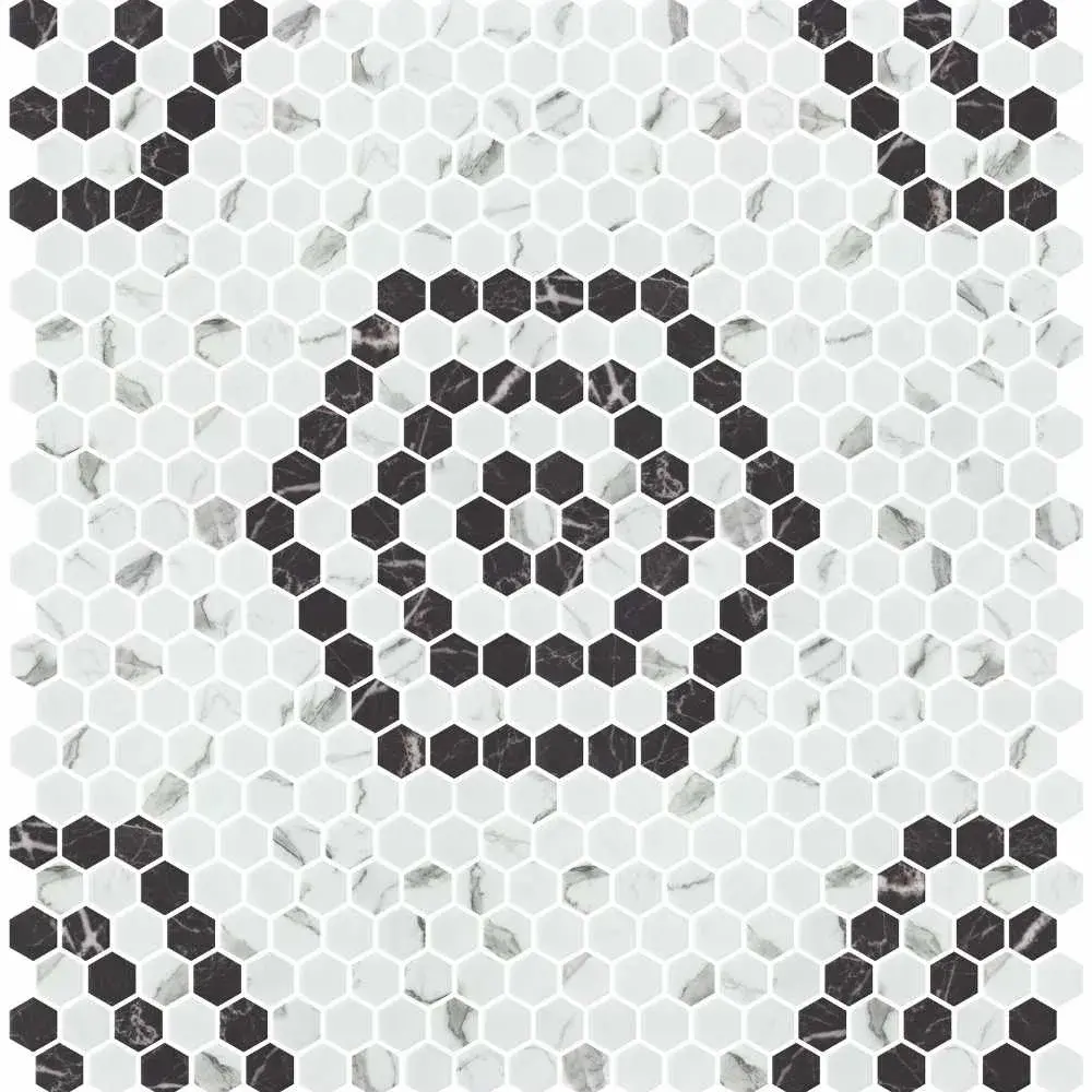 White/Black Large Hex Matte
