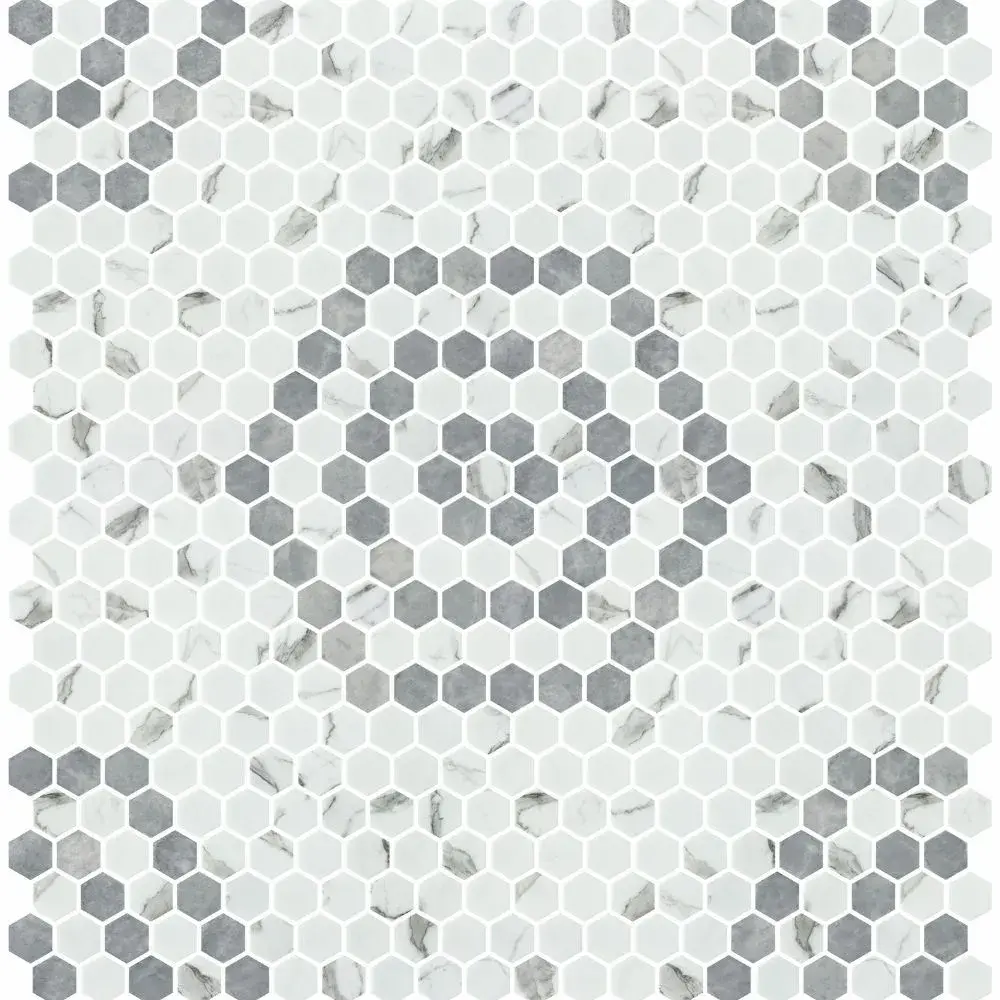 White/Grey Large Hex Matte