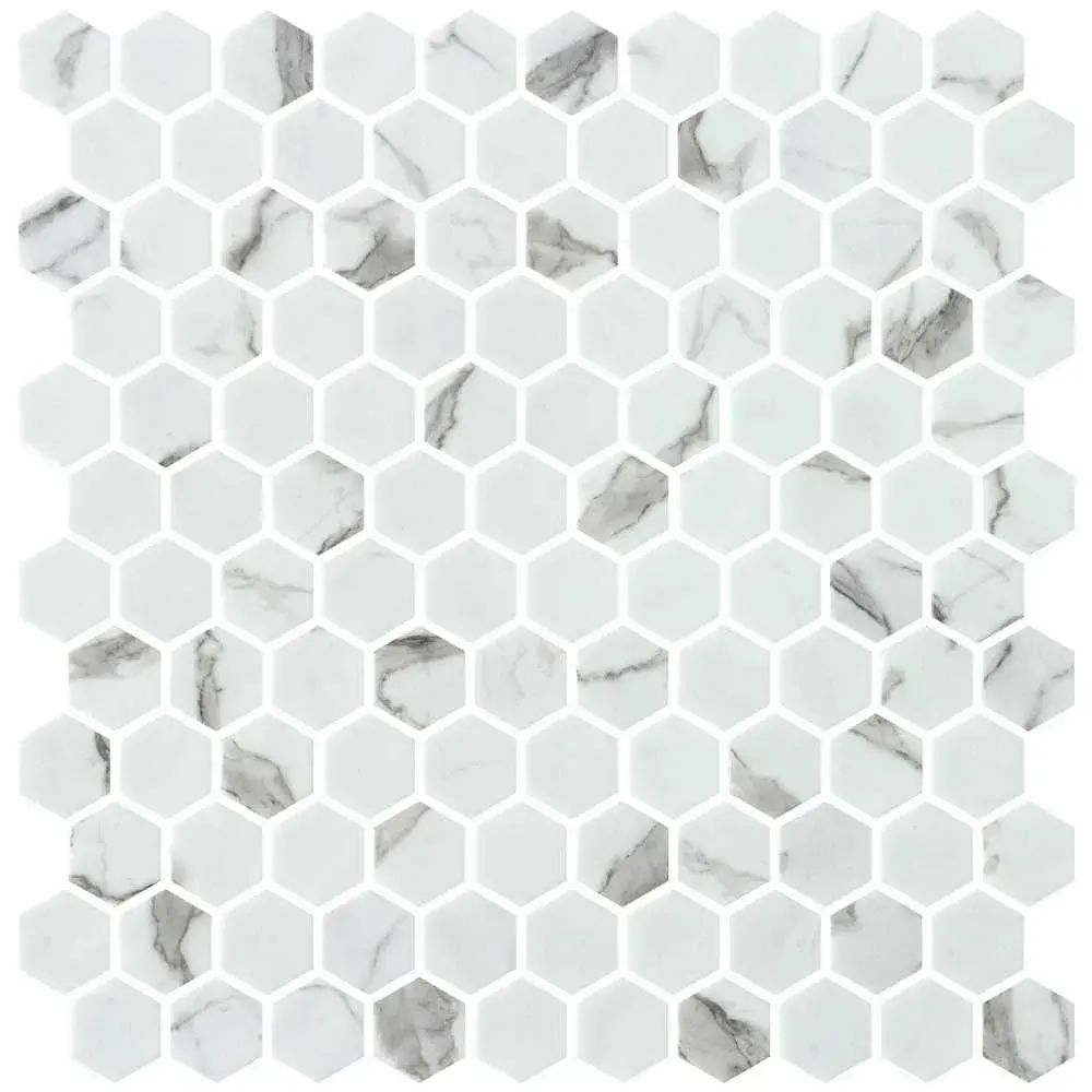 Statuario Hex 1″ Matte