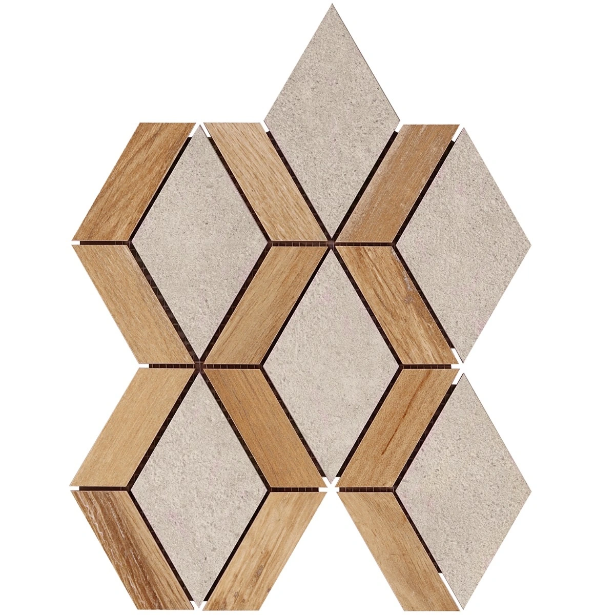 Finity Diamond Birch Matte Porcelain Wood Look Mosaic Tile