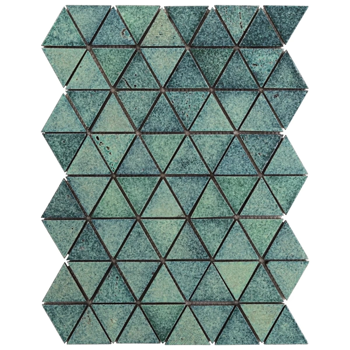 Gowanus Aquamarine Green 2" Triangle Glossy Lava Stone Mosaic
