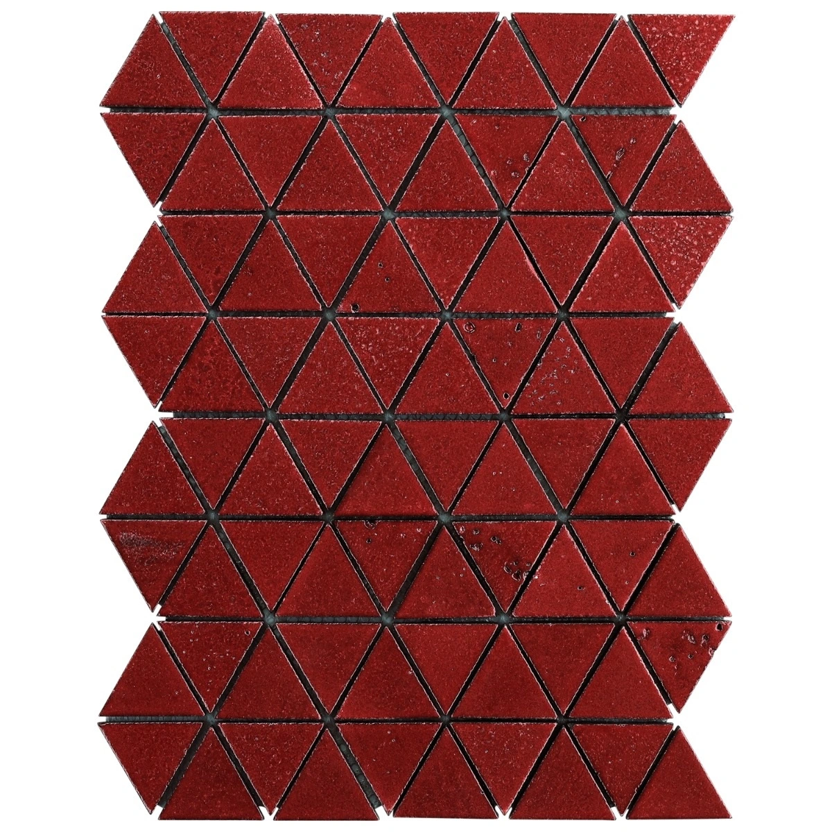 Gowanus Red 2" Triangle Glossy Lava Stone Mosaic Tile