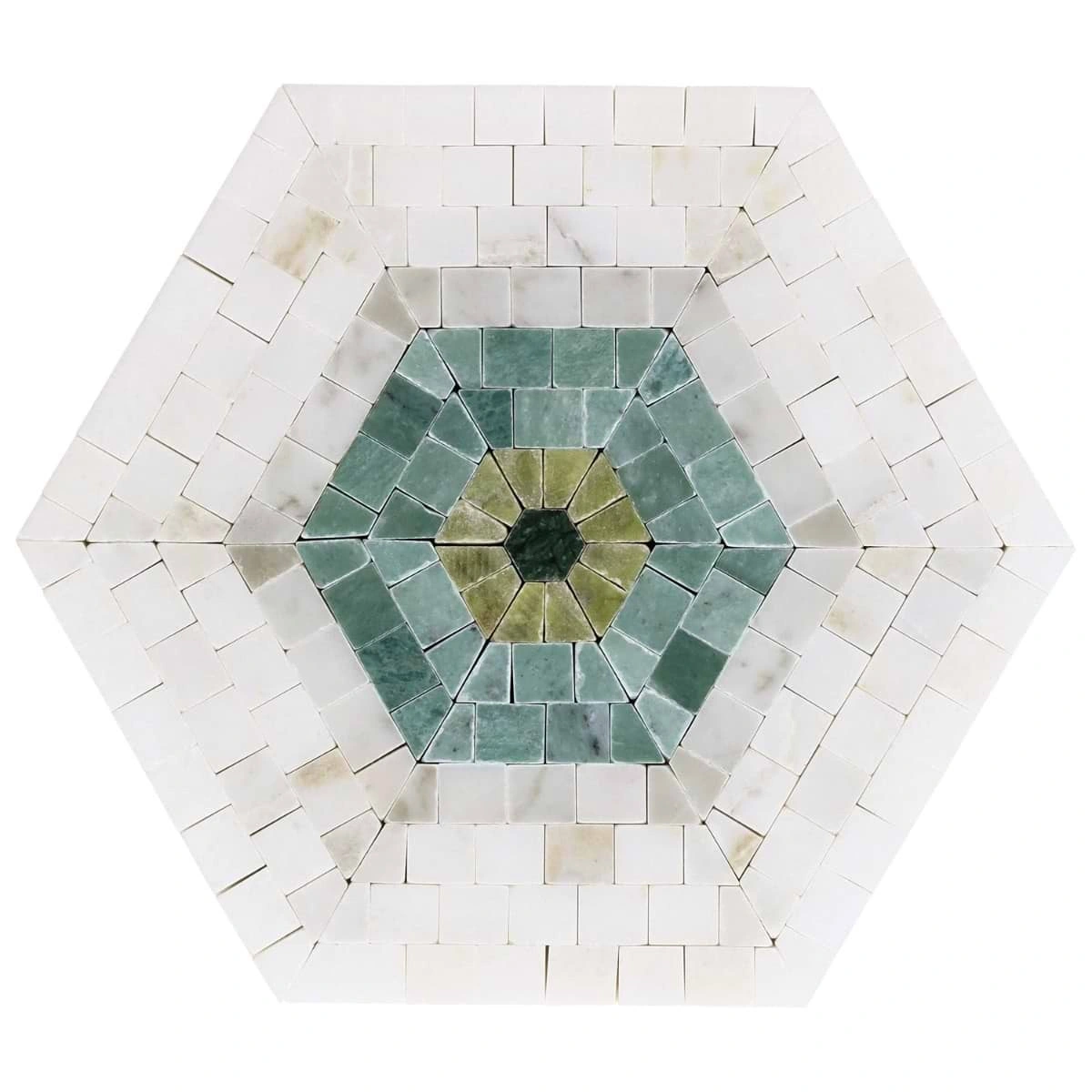 Imogen Verde Green 6" Hexagon Marble Micro Mosaic Polished Marbl