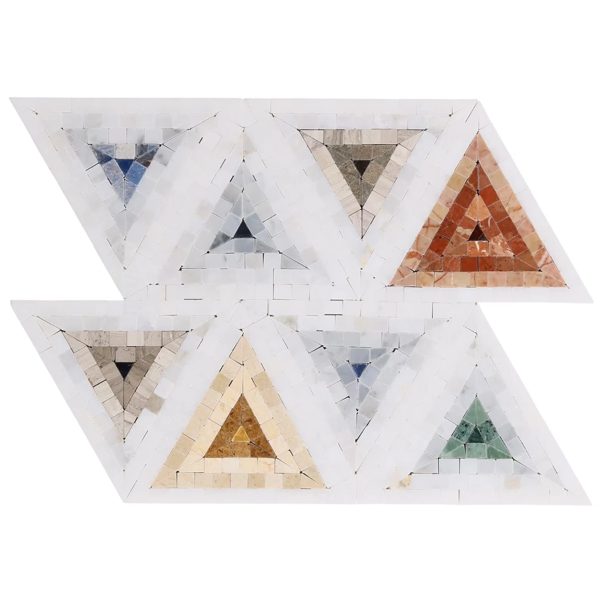 Imogen Multi Color Mix 5" Triangle Micro Mosaic Polished Marble