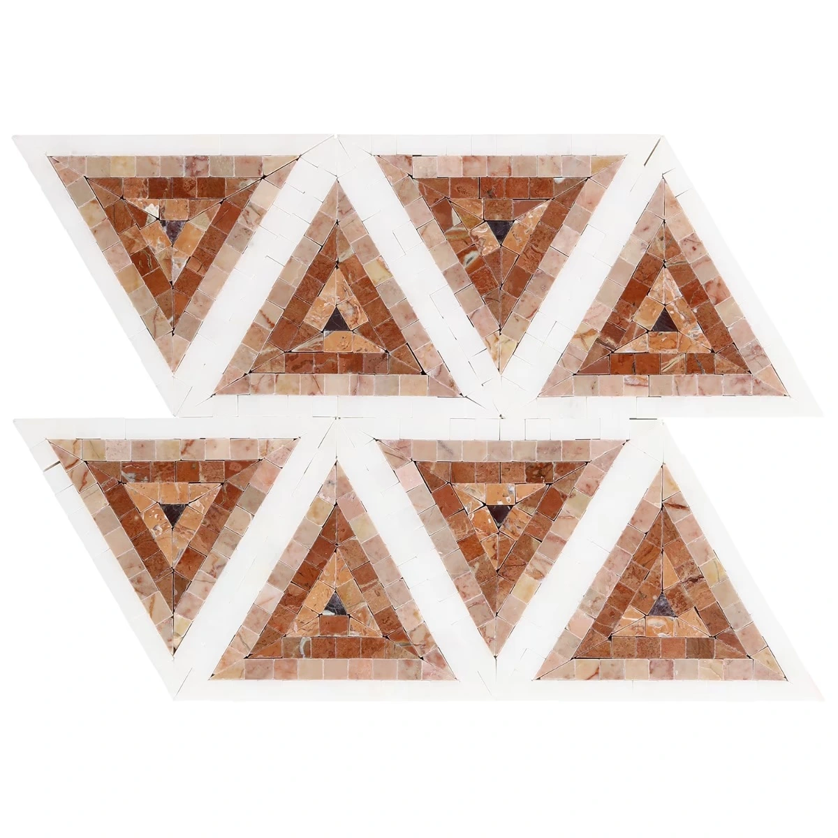 Imogen Terra Rosa 5" Triangle Marble Micro Mosaic Polished Marbl
