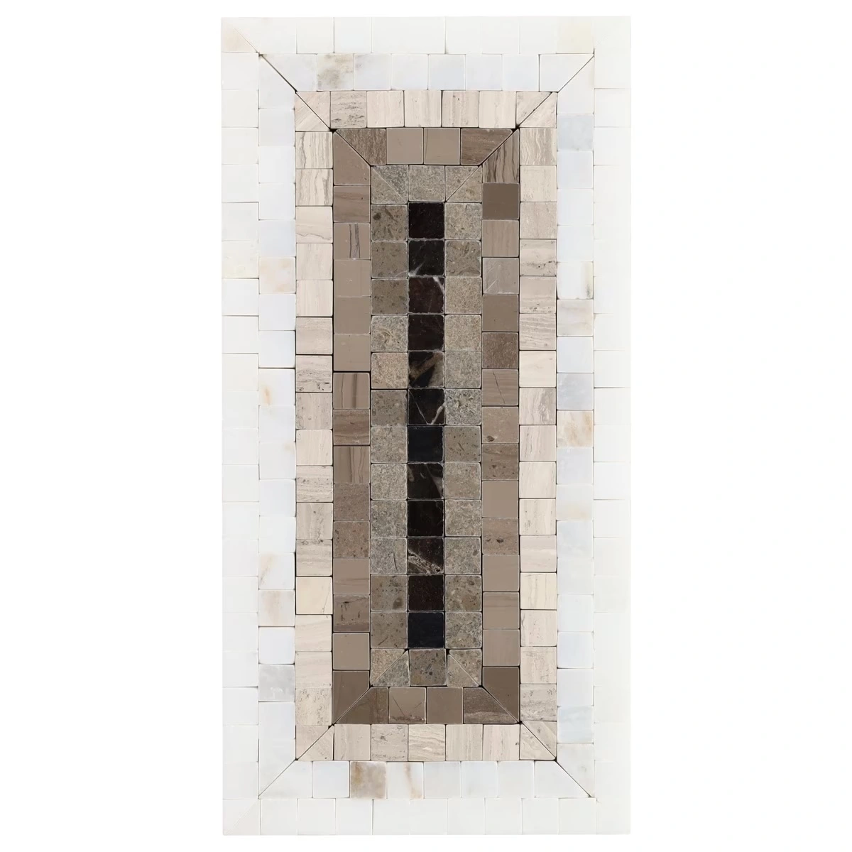 Imogen Saint Laurent Brown 4x9 Rectangle Marble Micro Mosaic