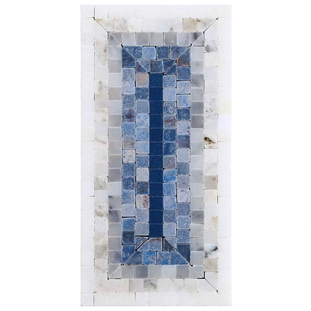 Imogen Azul Blue 4x9 Rectangle Marble Micro Mosaic Polished
