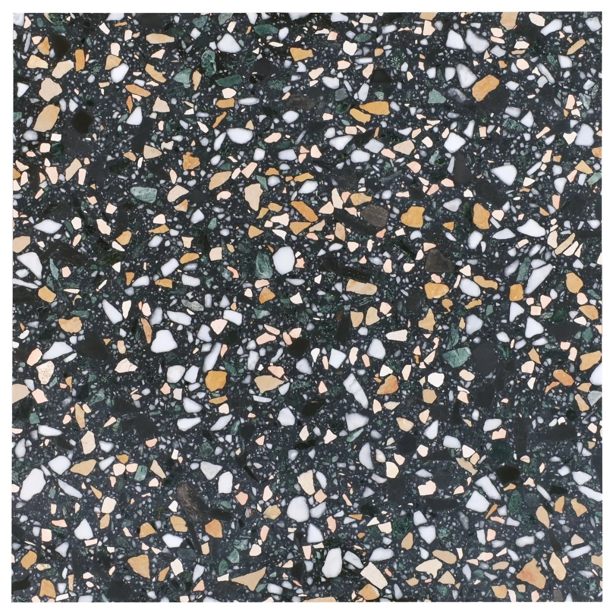 Italy Terrazzo Cava Notte Black 24x24 Honed Marble Tile