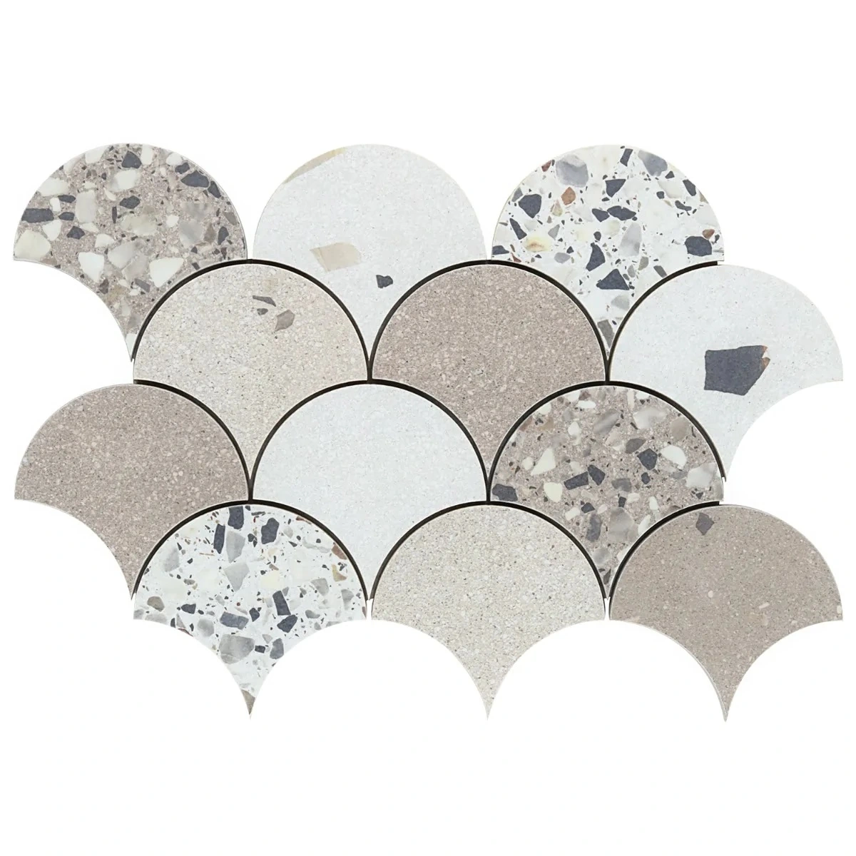 Kado Fishscale Warm Beige Mix 4" Terrazzo Look Matte Porcelain