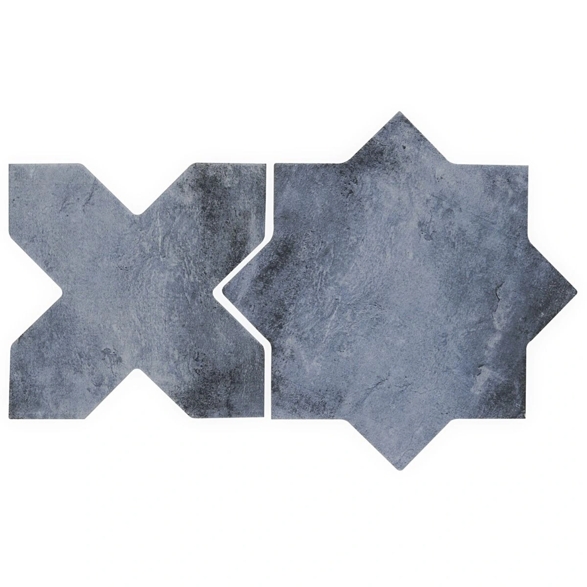Malta Denim Blue Matte Star and Denim Blue Matte Cross 6" Terrac