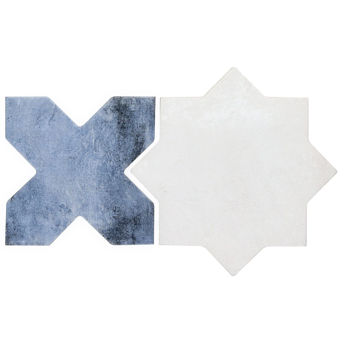 Malta White Matte Star and Denim Blue Matte Cross 6" Terracotta
